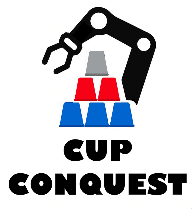 Cup Conquest — robot arm stacking a pyramid of cups